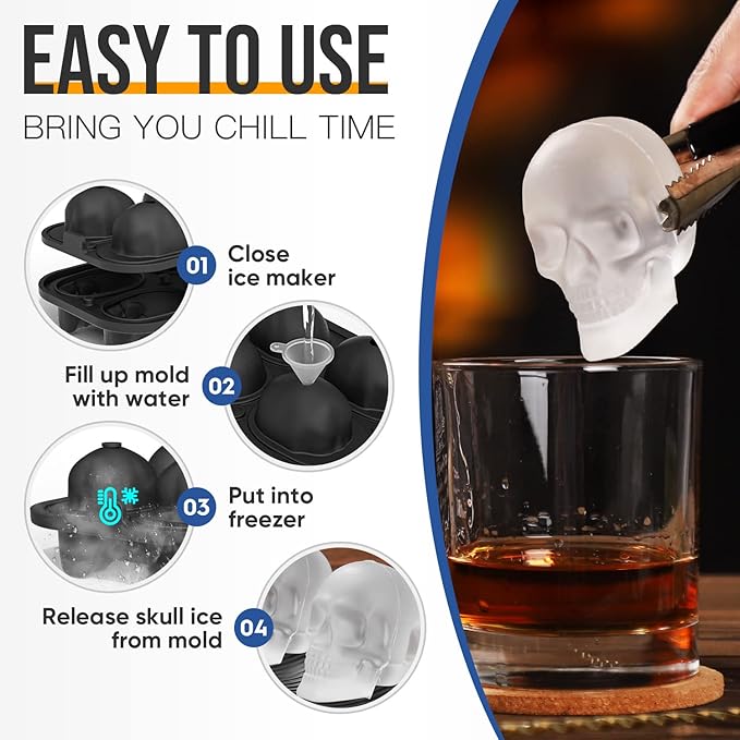 💥3D Skull Ice Mold Tray Halloween Promotional Goods 40% OFF💥
