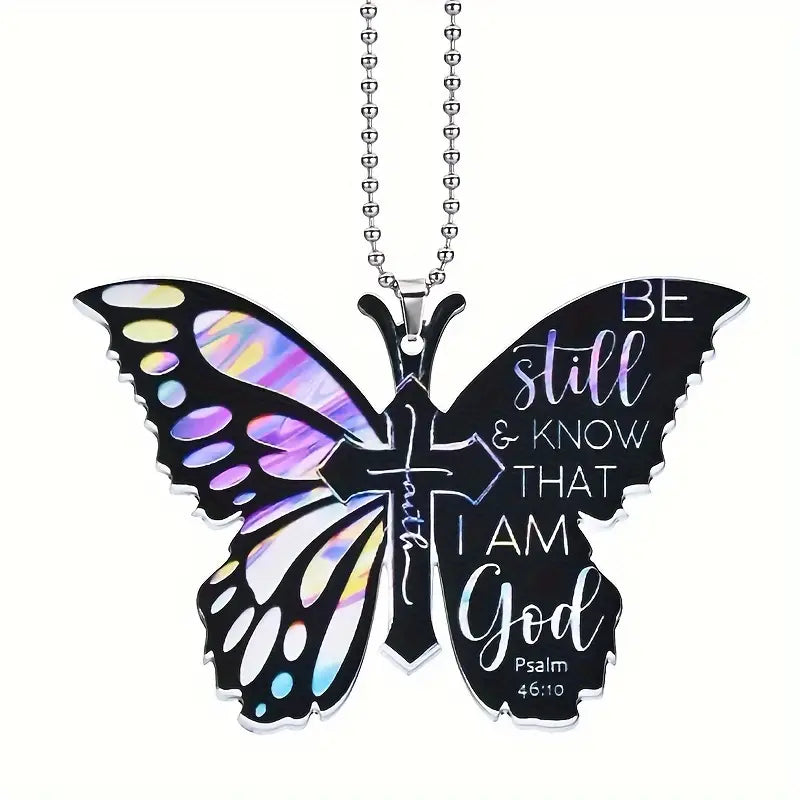 Be Still & Know Butterfly Key Chain, Rearview Mirror Ornament