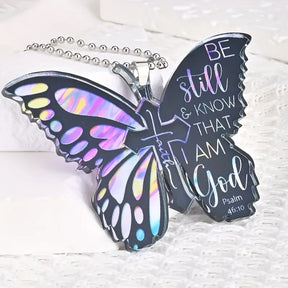 Be Still & Know Butterfly Key Chain, Rearview Mirror Ornament