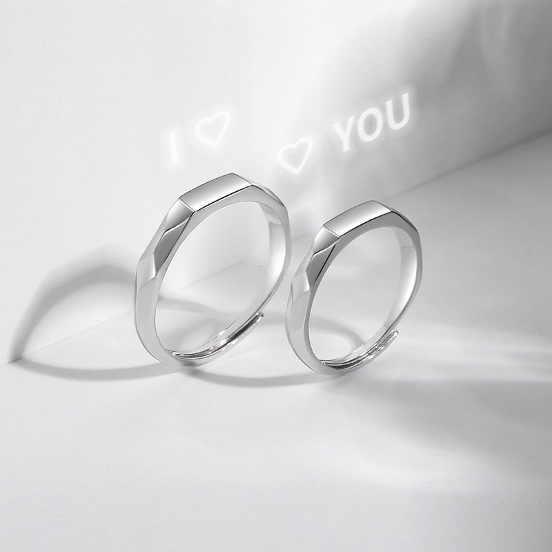 925 Silver Couple Adjustable Light Sculpted Ring