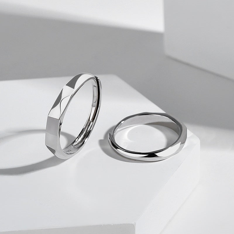 925 Silver Couple Adjustable Light Sculpted Ring